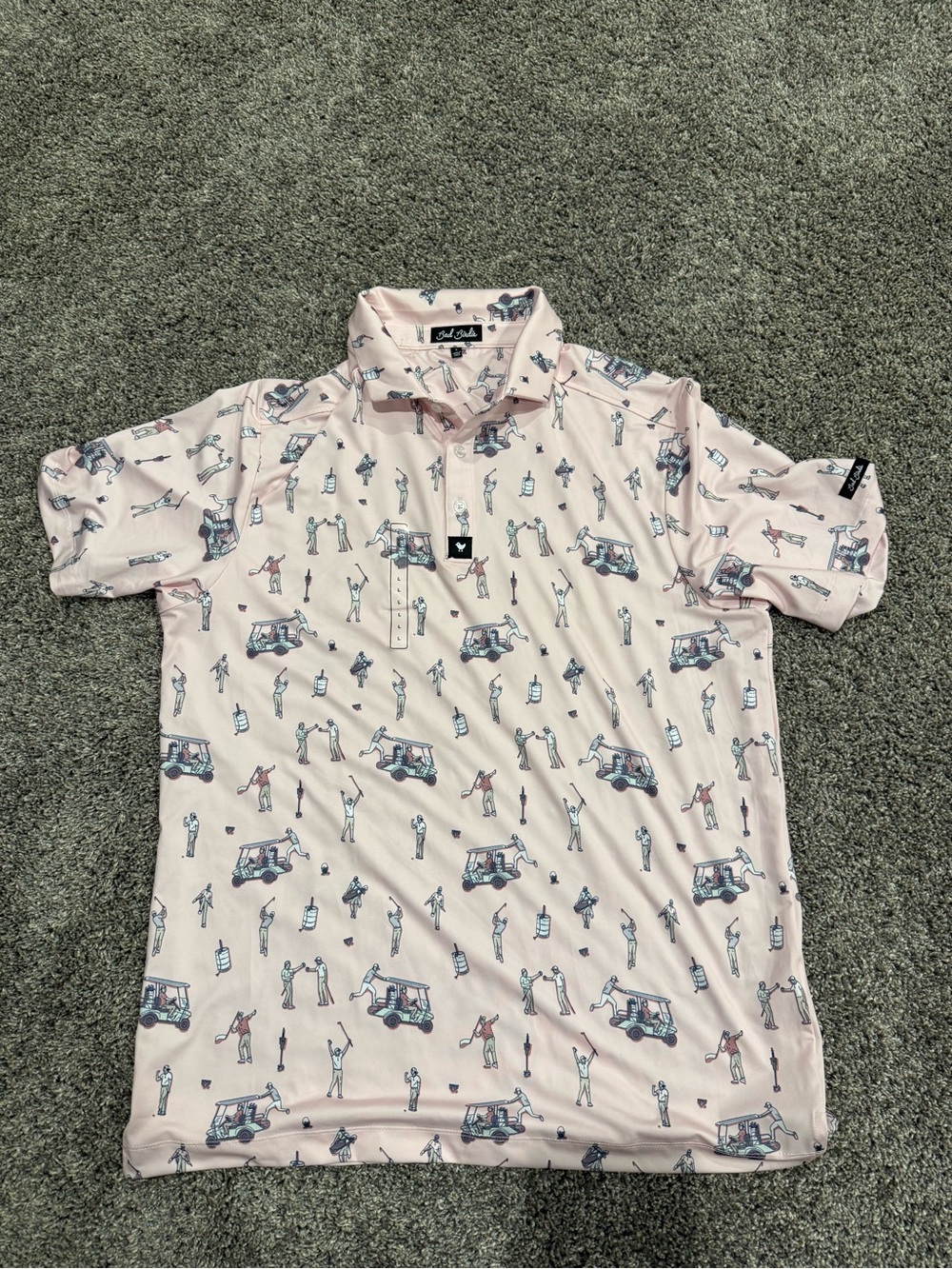 Bad Birdie Men's Light Pink Golf Polo with Course Print